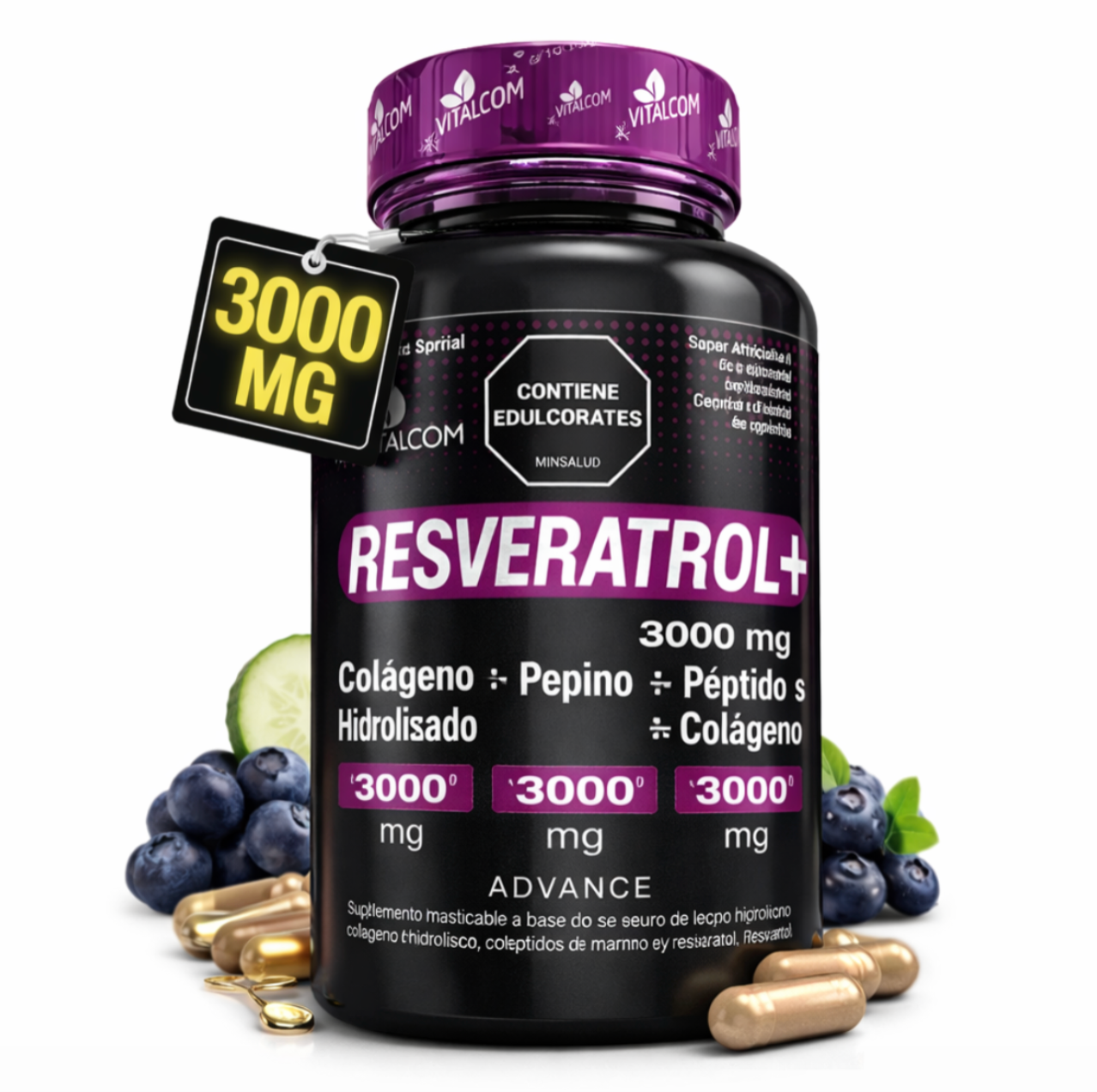 VITALCOM™ Complejo de Resveratrol 3000mg de 60 Unidades